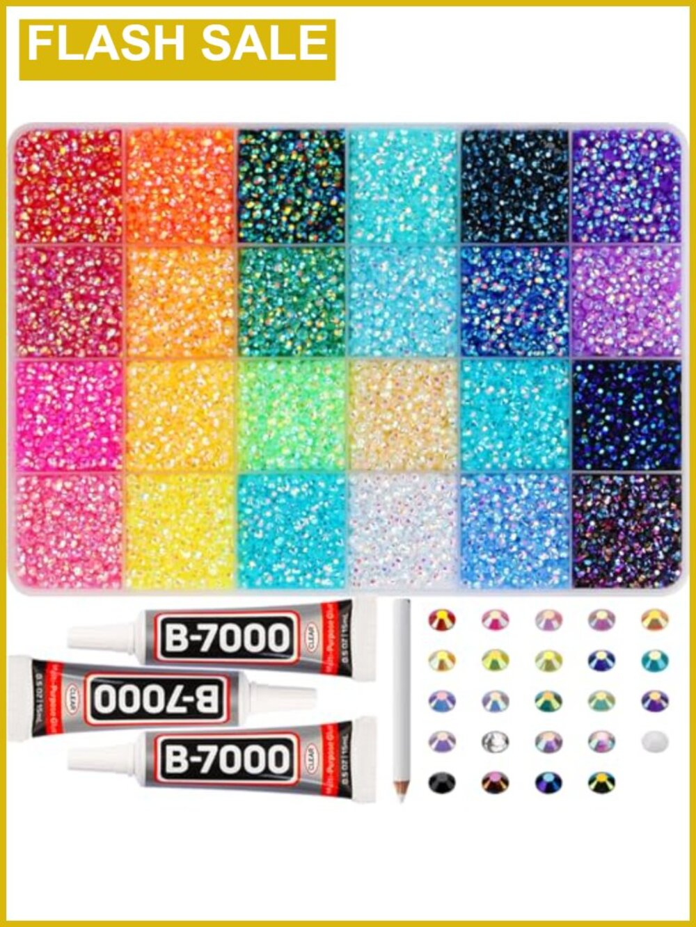 35000Pcs 3mm Jelly Rhinestones Bedazzling Kit Resin Gems Rainbow